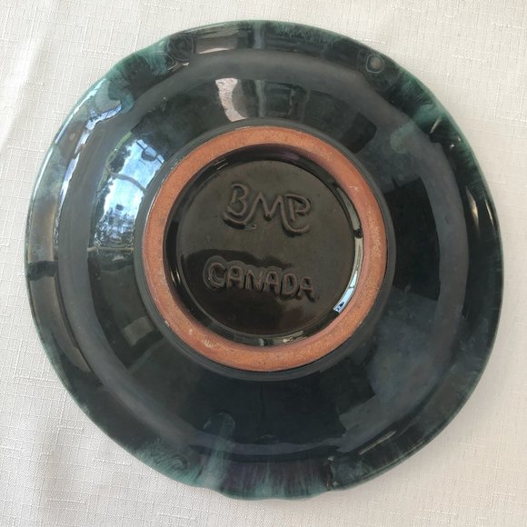 VTG Expo 67 BMP Canada Drip Glazed Green Brown Ruffled Ashtray Candy Dish - Picture 3 of 8